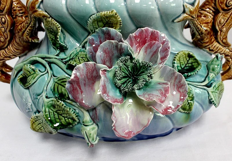 BARBOTINE JARDINIERE AND VASES