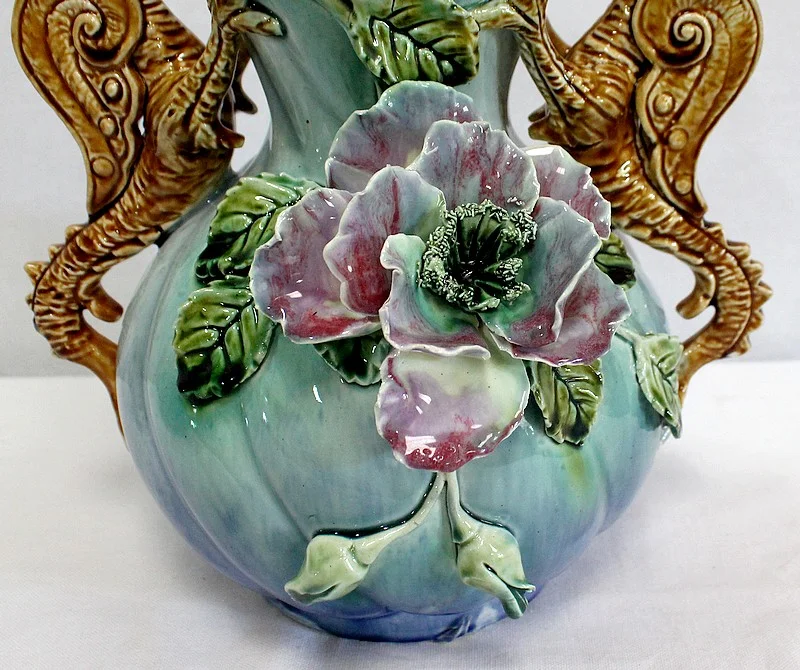 BARBOTINE JARDINIERE AND VASES