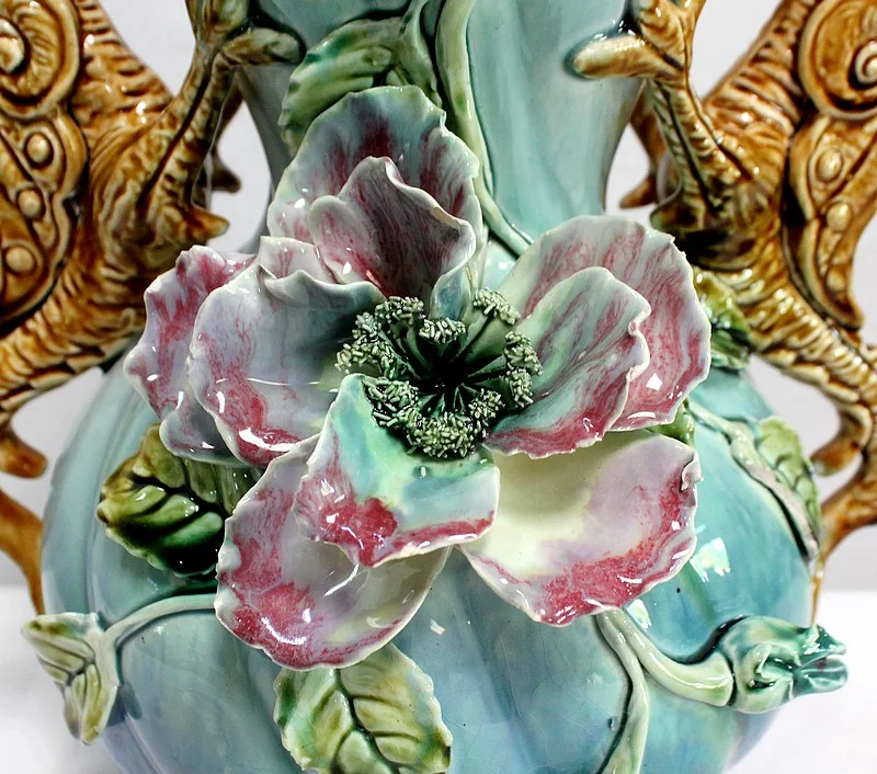 BARBOTINE JARDINIERE AND VASES