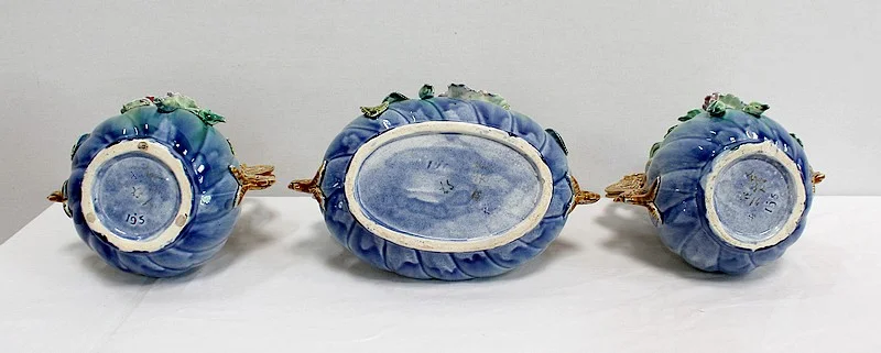 BARBOTINE JARDINIERE AND VASES