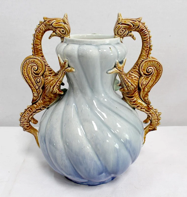 BARBOTINE JARDINIERE AND VASES