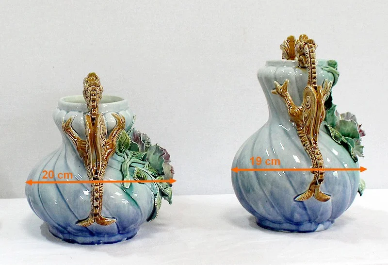 BARBOTINE JARDINIERE AND VASES