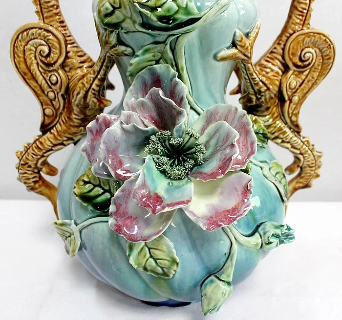 BARBOTINE JARDINIERE AND VASES