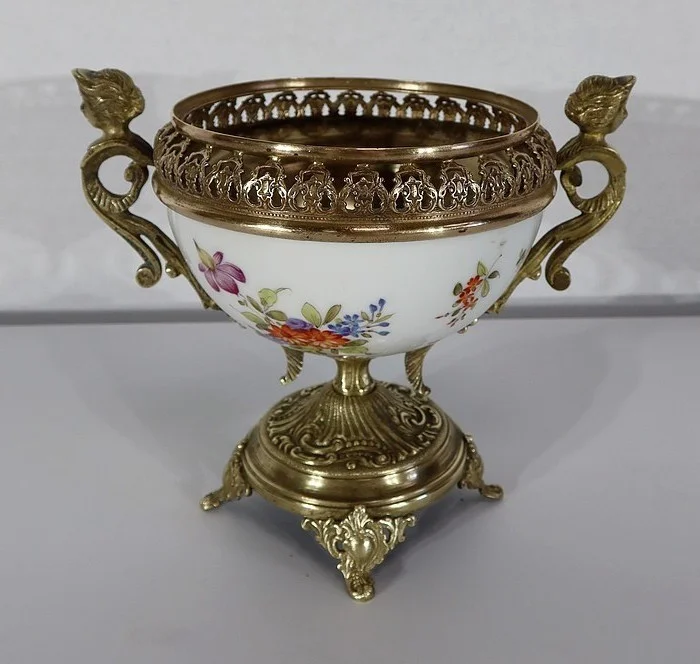 CUENCO DE BRONCE Y PORCELANA