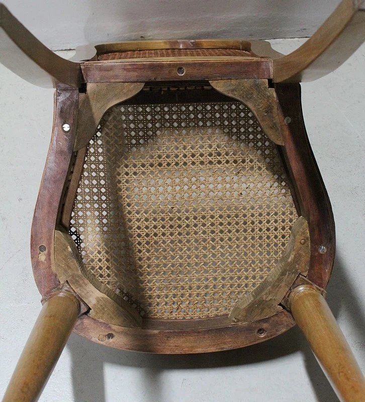 Paire de Chaises Cannées, en Merisier Blond massif - 1920/1930