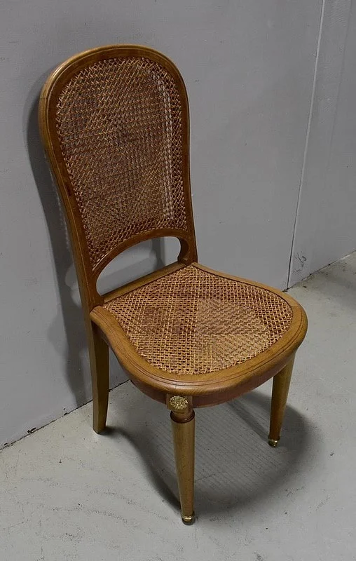 Paire de Chaises Cannées, en Merisier Blond massif - 1920/1930