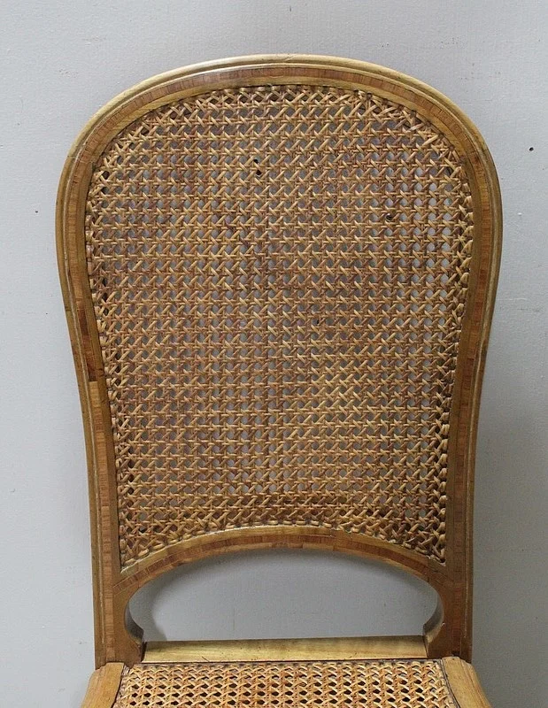Paire de Chaises Cannées, en Merisier Blond massif - 1920/1930