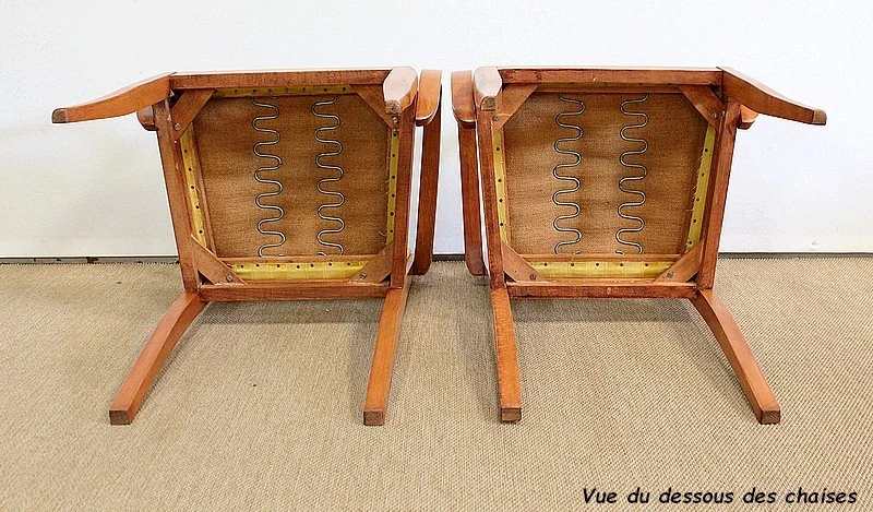 Paire de Fauteuils Bridge en Hêtre massif – 1950 / 1960