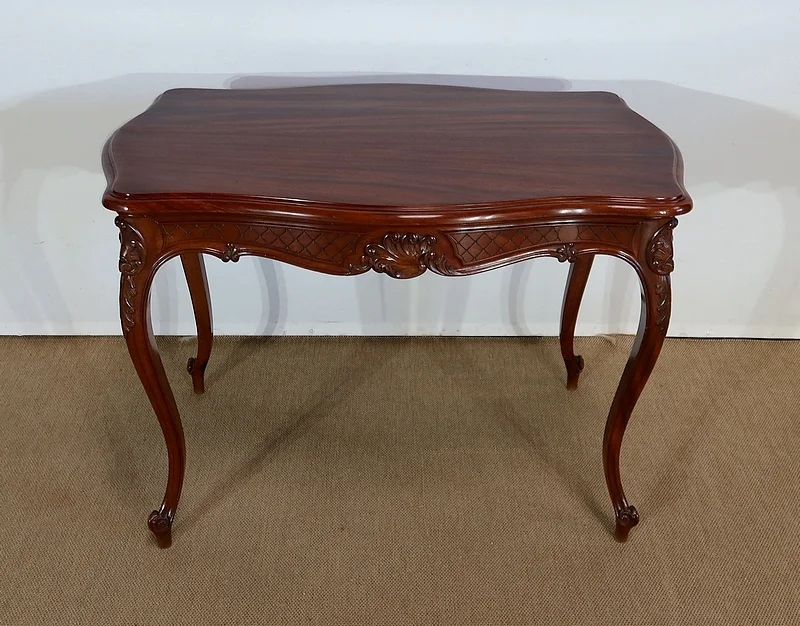 Table de milieu en Acajou massif, style Louis XV – 2ème partie XIXe