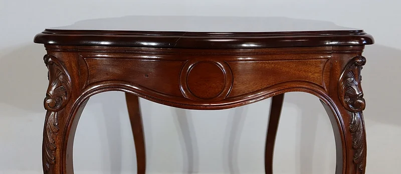 Table de milieu en Acajou massif, style Louis XV – 2ème partie XIXe
