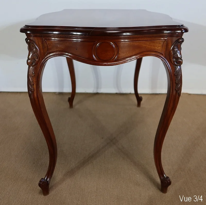 Table de milieu en Acajou massif, style Louis XV – 2ème partie XIXe