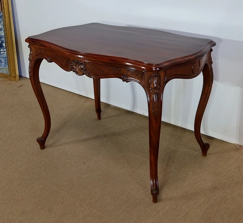 Table de milieu en Acajou massif, style Louis XV – 2ème partie XIXe