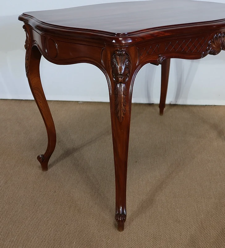 Table de milieu en Acajou massif, style Louis XV – 2ème partie XIXe