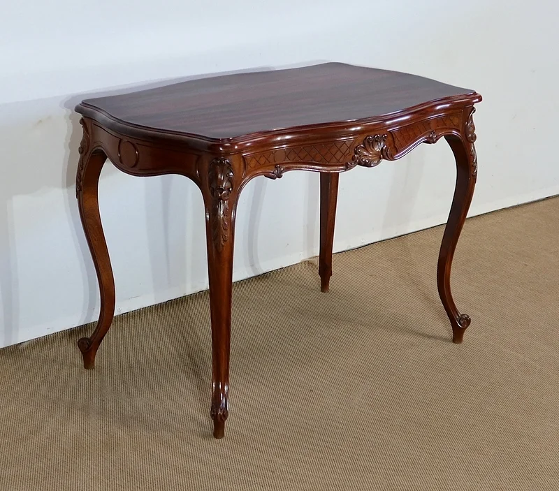 Table de milieu en Acajou massif, style Louis XV – 2ème partie XIXe