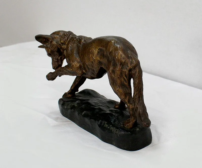 Bronze « Chien Berger Allemand » de T-F. Cartier – Début XXe