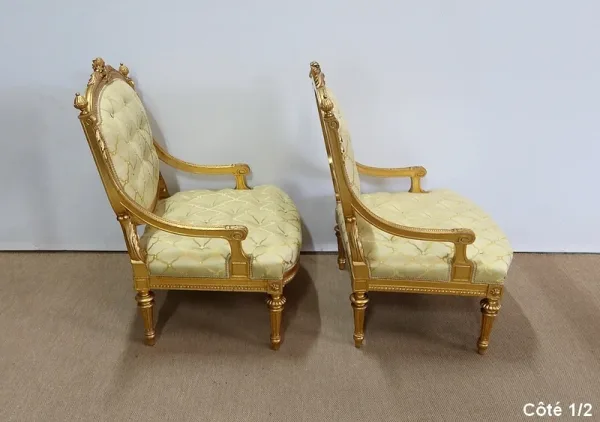 Paire de Fauteuils à la Reine Louis XVI, époque Napoléon III – Milieu XIXème