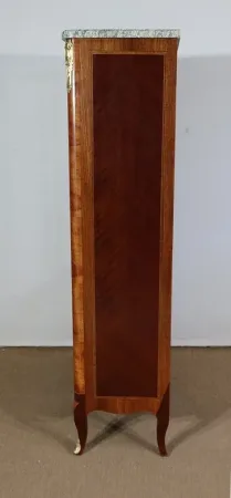 Petite Vitrine en Bois Précieux et Marbre Vert d'Estours, style Transition Louis XV / Louis XVI – Début XXe