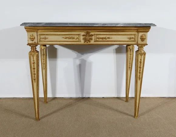 Console en marbre et bois doré, style Louis XVI – 2ème partie XIXe
