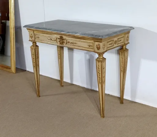 Console en marbre et bois doré, style Louis XVI – 2ème partie XIXe