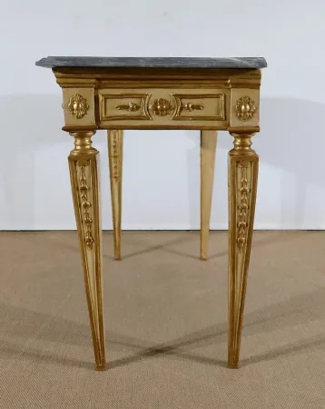 Console en marbre et bois doré, style Louis XVI – 2ème partie XIXe