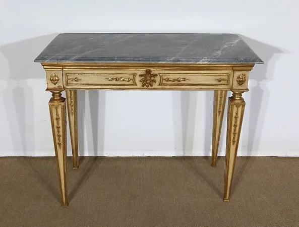 Console en marbre et bois doré, style Louis XVI – 2ème partie XIXe