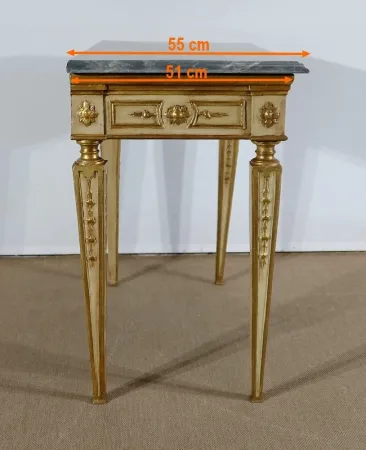 Console en marbre et bois doré, style Louis XVI – 2ème partie XIXe