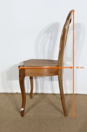 Suite de 5 chaises en Noyer massif, goût Louis XV, époque Napoléon III - Milieu XIXe