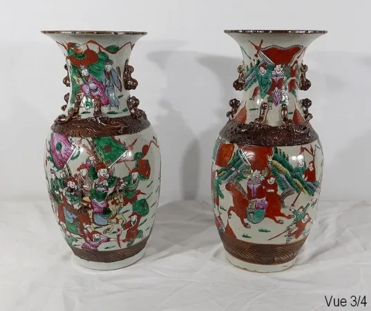 Paire de Vases en Porcelaine de Nankin, Chine – Fin XIXe
