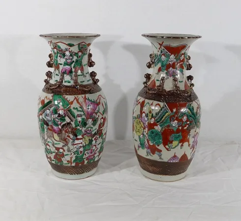 Paire de Vases en Porcelaine de Nankin, Chine – Fin XIXe