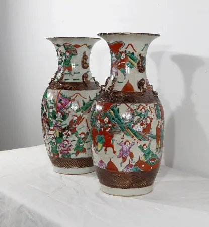 Paire de Vases en Porcelaine de Nankin, Chine – Fin XIXe