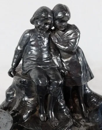 Encrier en étain, époque art nouveau – 1900