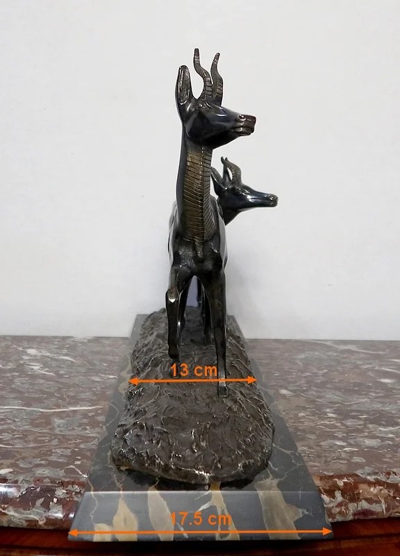 Important Bronze « Les deux Gazelles » signé I. Rochard - XXe