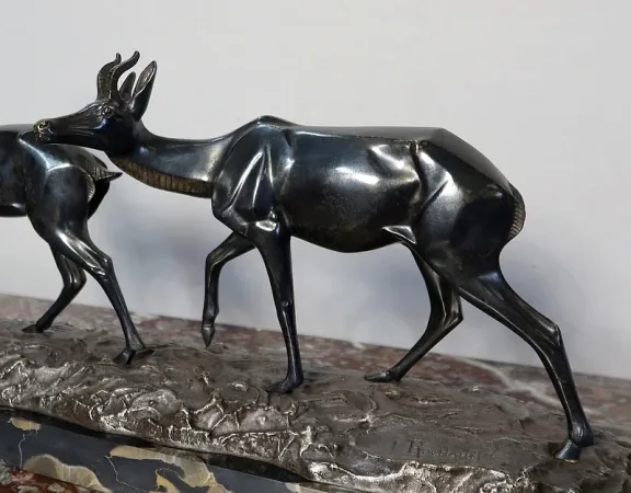 LARGE BRONZE GROUP signed I.  ROCHARD