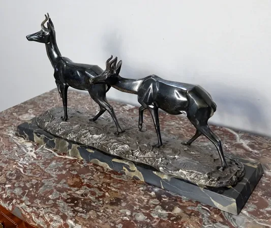 LARGE BRONZE GROUP signed I.  ROCHARD