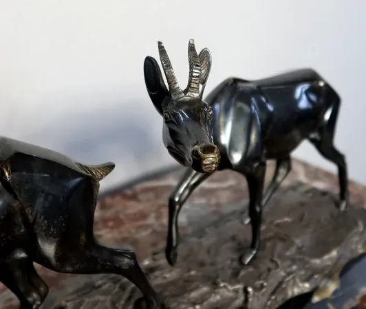 LARGE BRONZE GROUP signed I.  ROCHARD