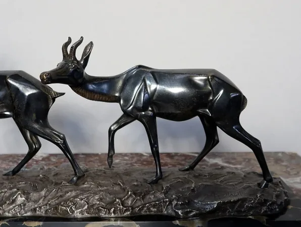 LARGE BRONZE GROUP signed I.  ROCHARD