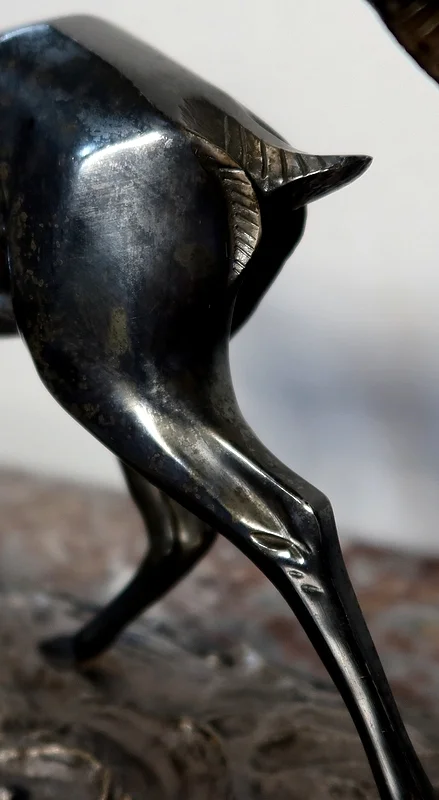 Important Bronze « Les deux Gazelles » signé I. Rochard - XXe
