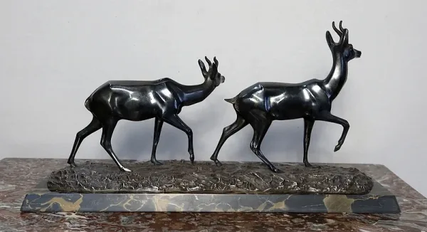 LARGE BRONZE GROUP signed I.  ROCHARD