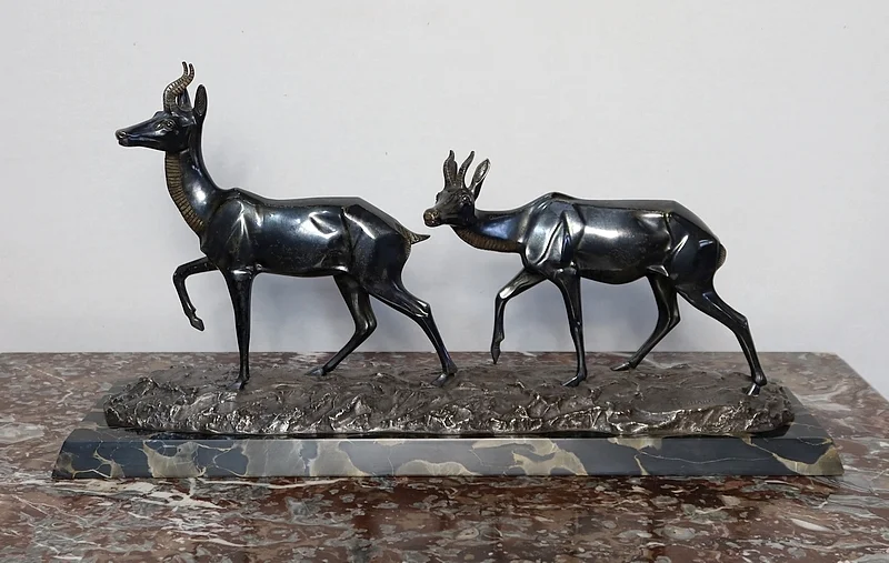 GROSSE BRONZEGRUPPE signiert I. ROCHARD