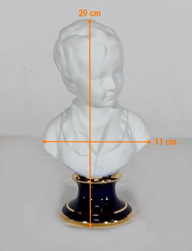 Petit Buste d’Alexandre Brongniart en Biscuit de Limoges, d’après J.A. Houdon – Milieu XXe