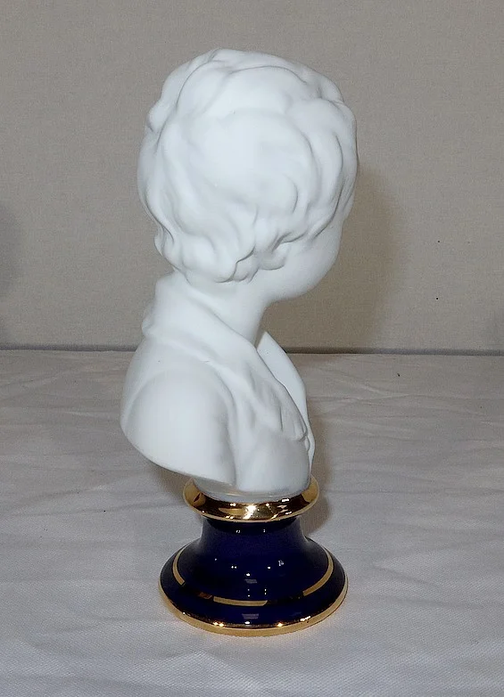 Petit Buste d’Alexandre Brongniart en Biscuit de Limoges, d’après J.A. Houdon – Milieu XXe