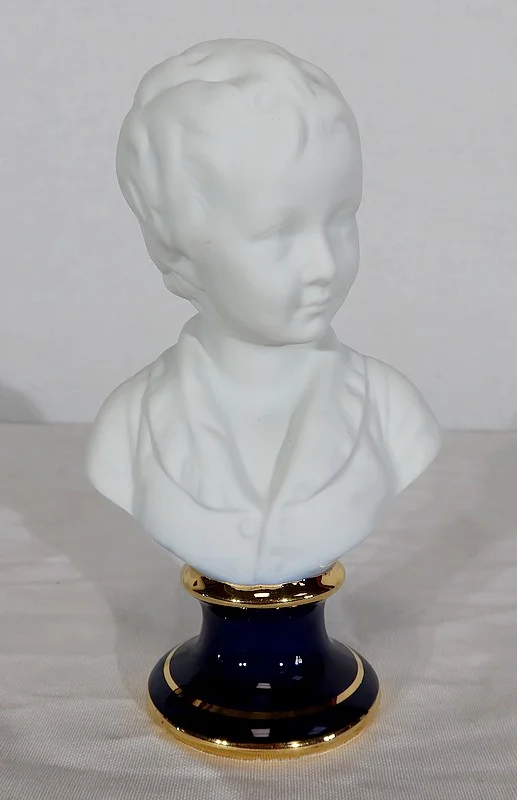 Petit Buste d’Alexandre Brongniart en Biscuit de Limoges, d’après J.A. Houdon – Milieu XXe