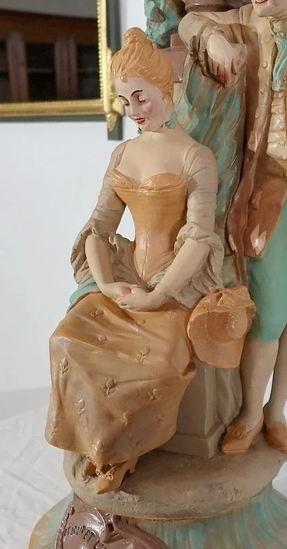 Important Groupe en plâtre « Le loup et l’agneau », de F-A. Piquemal - Fin XIXe