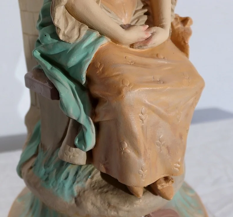 Important Groupe en plâtre « Le loup et l’agneau », de F-A. Piquemal - Fin XIXe