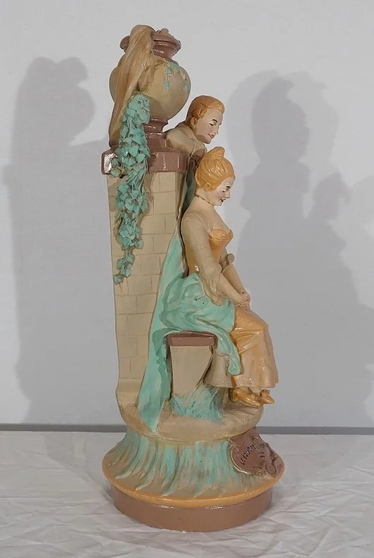 Important Groupe en plâtre « Le loup et l’agneau », de F-A. Piquemal - Fin XIXe