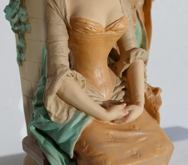 Important Groupe en plâtre « Le loup et l’agneau », de F-A. Piquemal - Fin XIXe