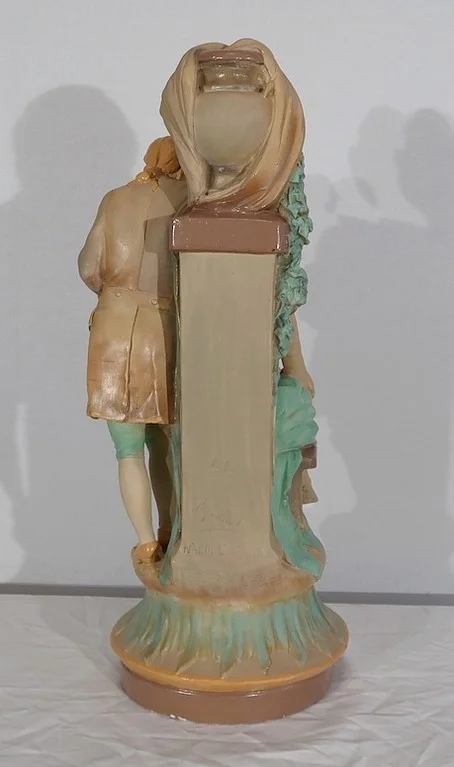 Important Groupe en plâtre « Le loup et l’agneau », de F-A. Piquemal - Fin XIXe