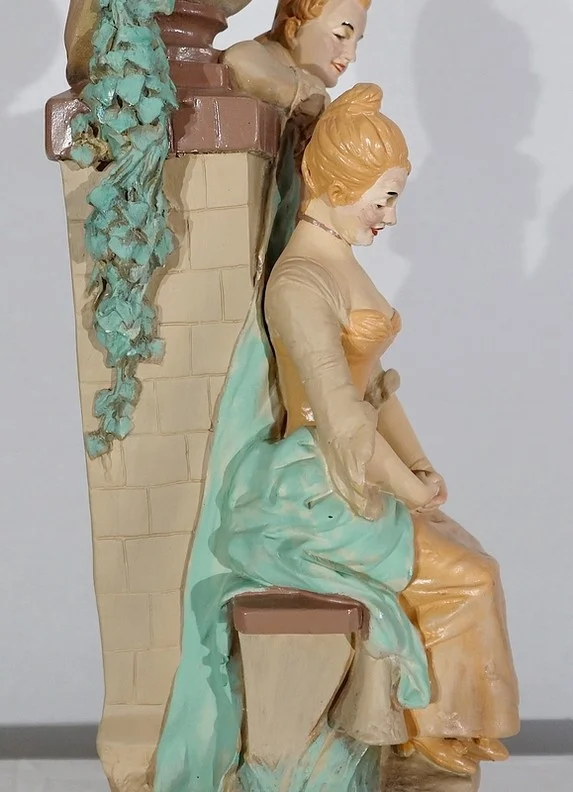 Important Groupe en plâtre « Le loup et l’agneau », de F-A. Piquemal - Fin XIXe