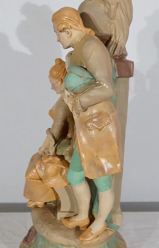 Important Groupe en plâtre « Le loup et l’agneau », de F-A. Piquemal - Fin XIXe