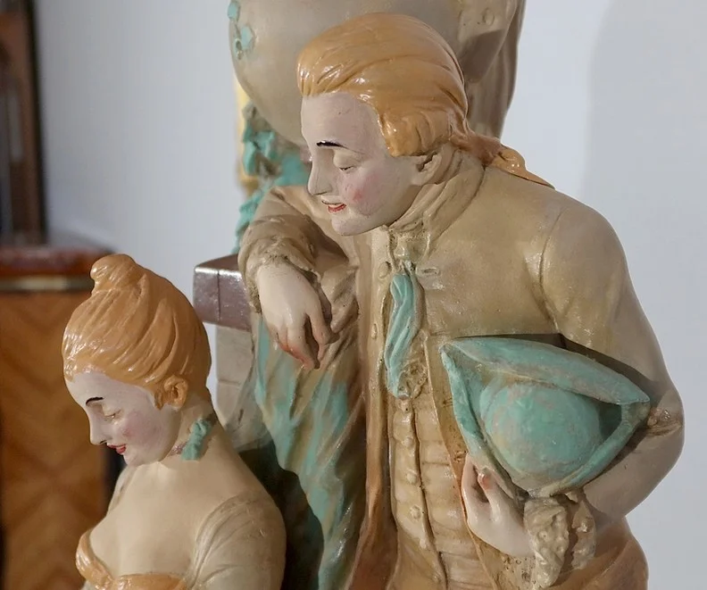 Important Groupe en plâtre « Le loup et l’agneau », de F-A. Piquemal - Fin XIXe